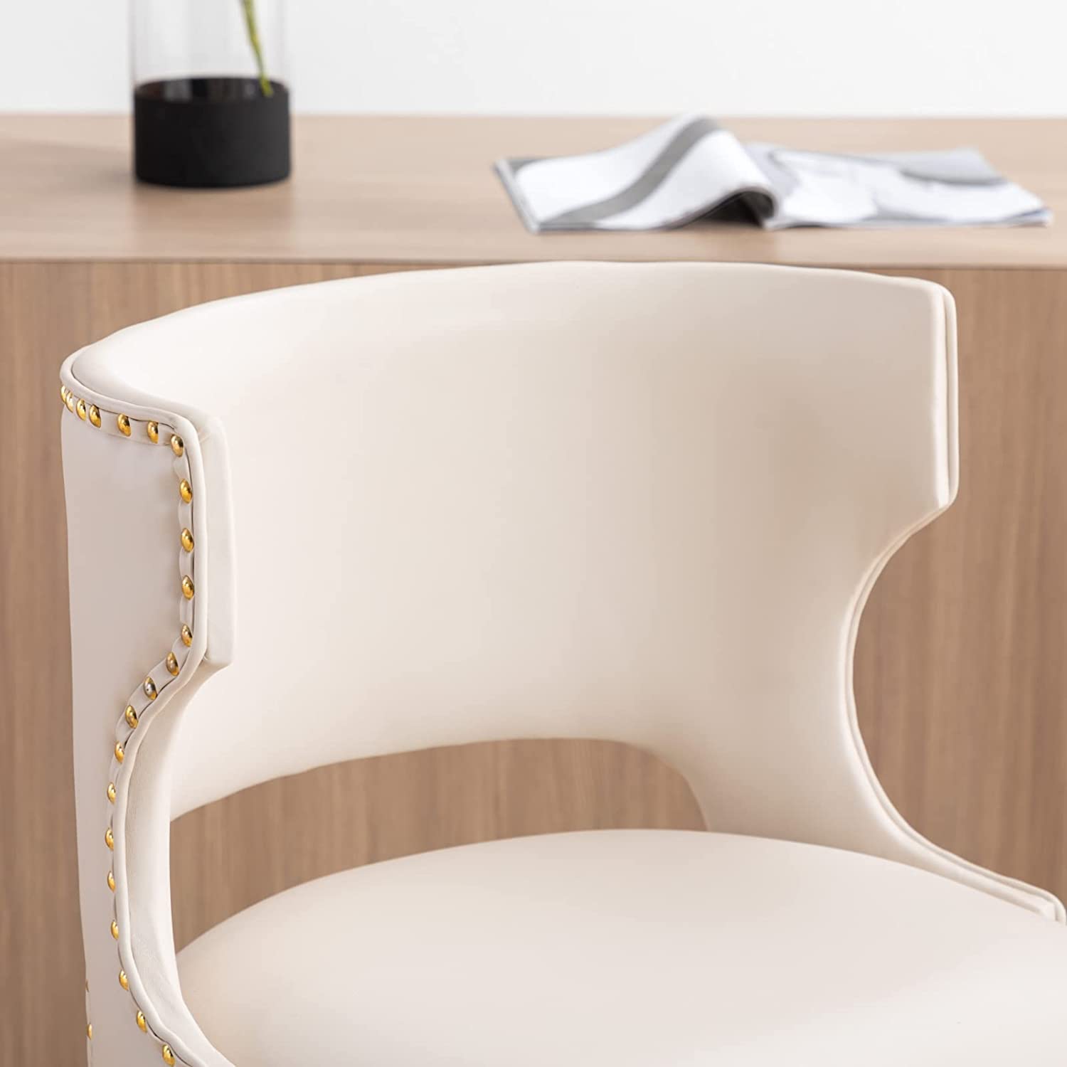 Beige Swivel Counter Height Bar Stools Set of 4 with Adjustable Back