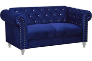 Emma Crystal Sofa and Loveseat Set Royal Blue