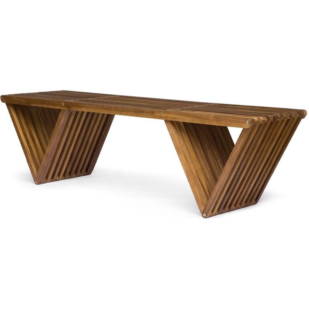 Outdoor Acacia Wood Bench with Teak Finish
