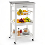 Kitchen Rolling Cart with Stainless Steel Top