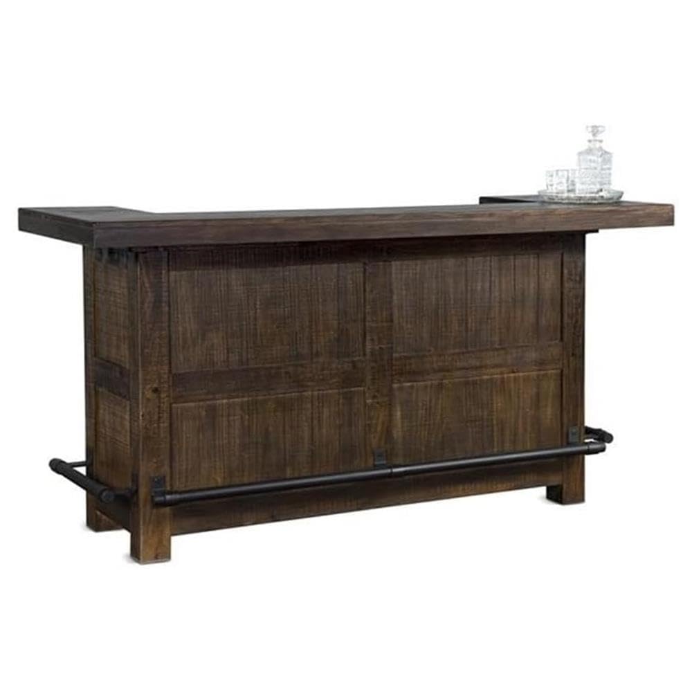 Wood Home Bar with Shelves and Drawers