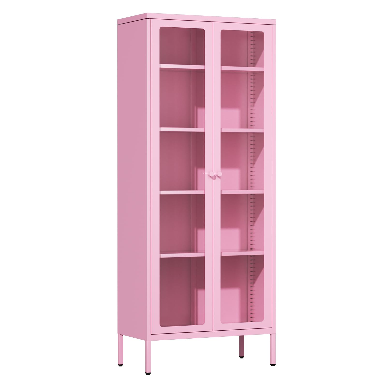 5-Tier Glass Display Cabinet with Adjustable Shelves