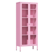 5-Tier Glass Display Cabinet with Adjustable Shelves