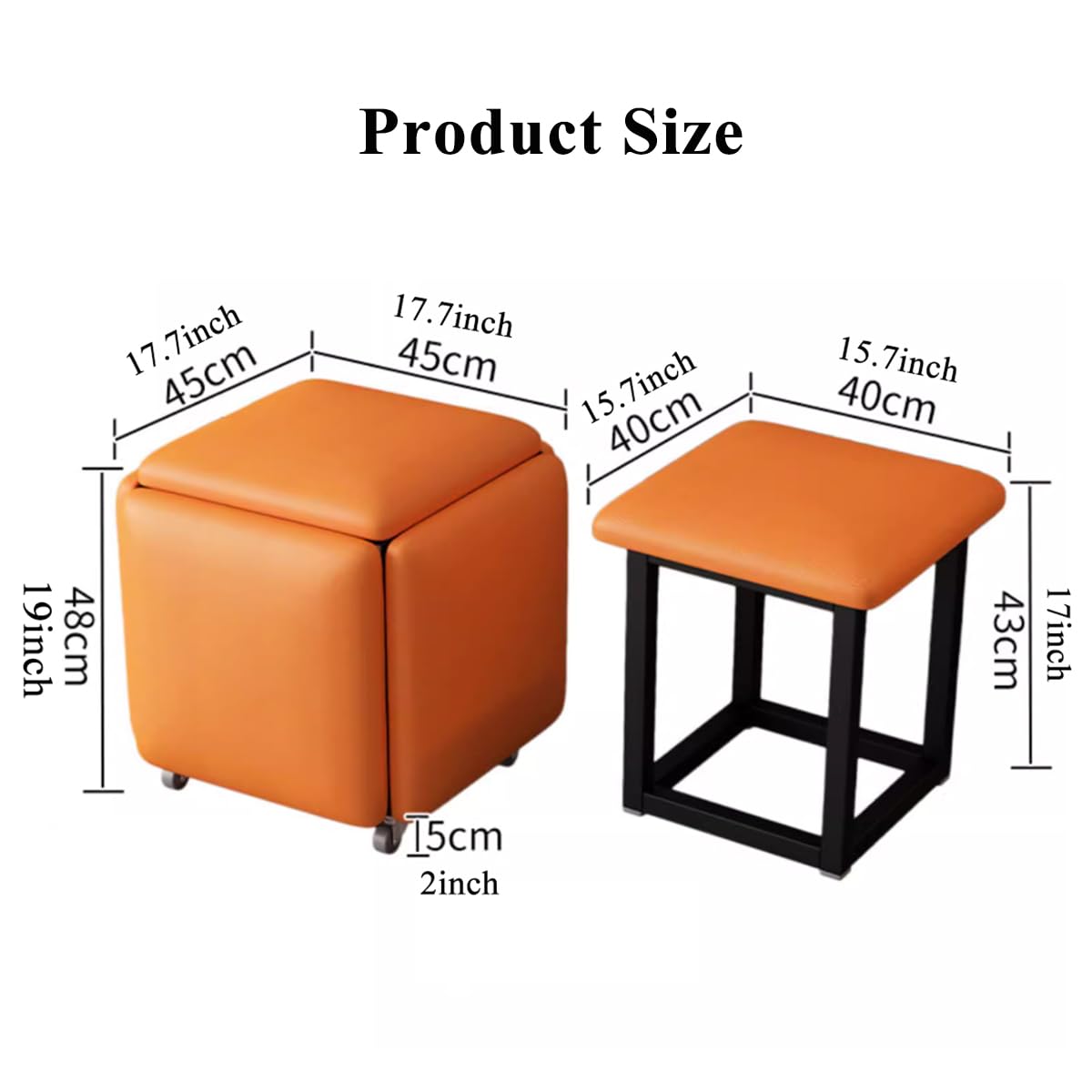 5-in-1 Nesting Pouf Ottoman Set with Metal Frame