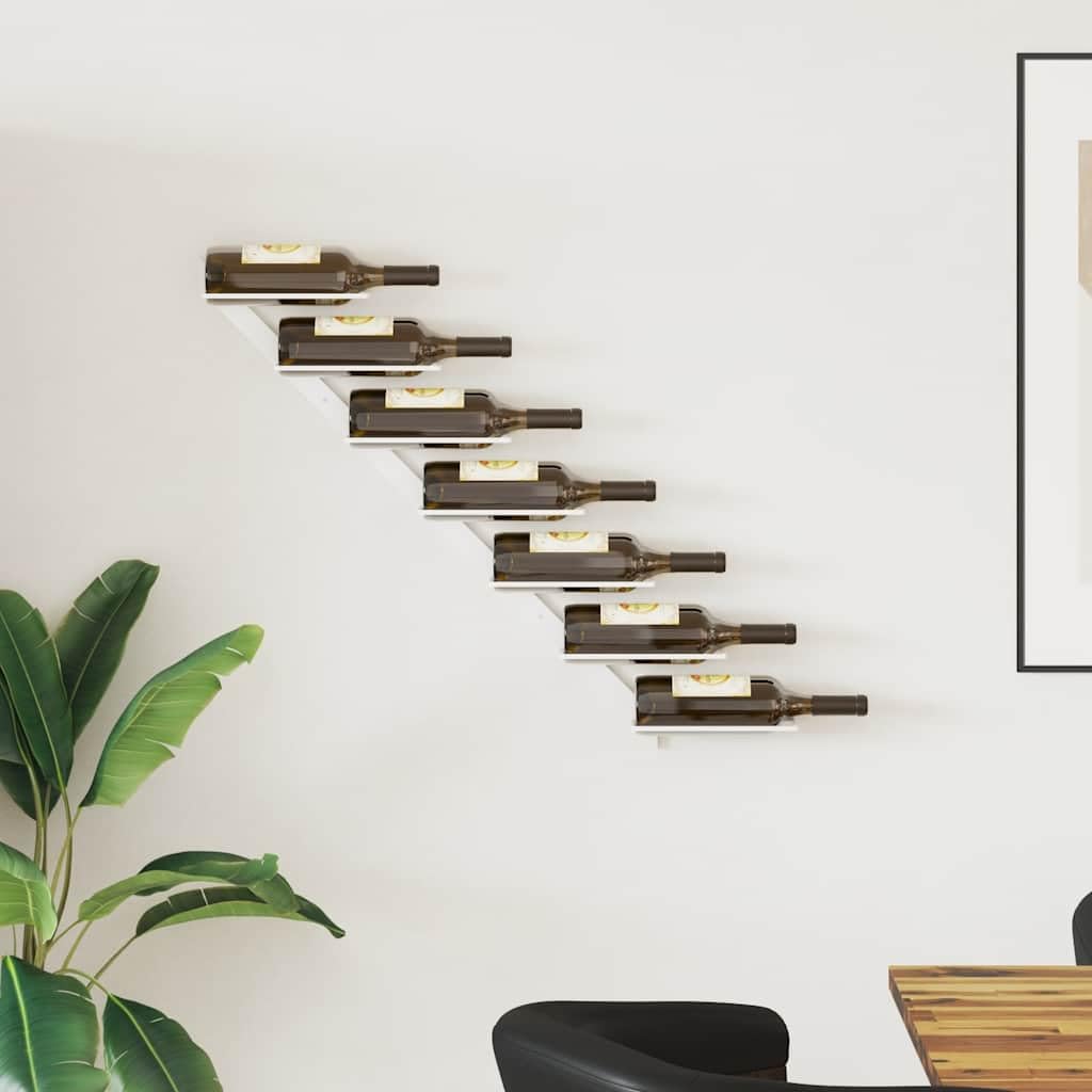 Wall-Mounted Wine Rack 7 Bottle White Metal