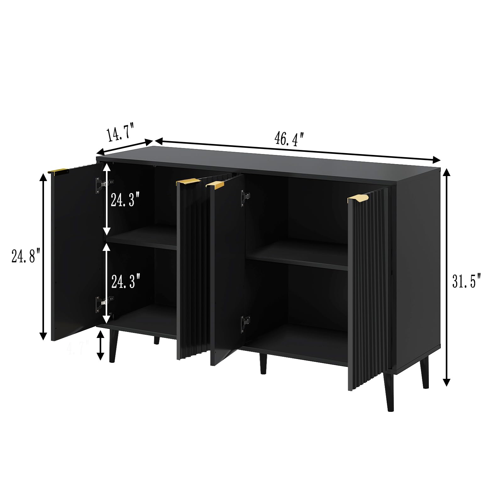 Fluted Sideboard Cabinet with 4 Doors