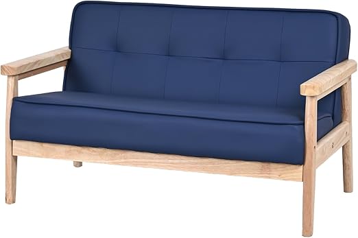 Double Seater Kids Sofa Chair with Solid Wood Armrest