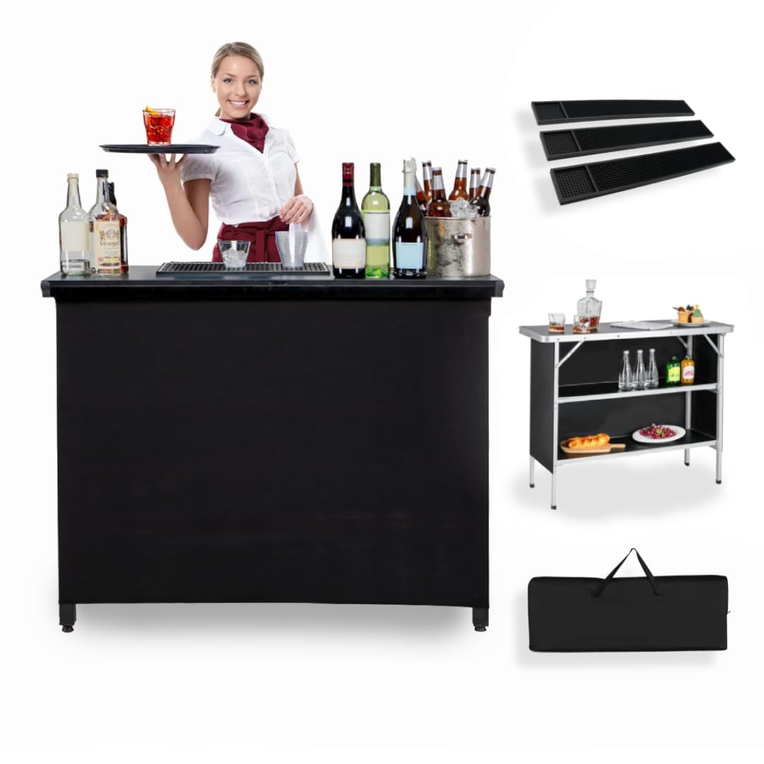 Portable Bar Station with Black Skirt