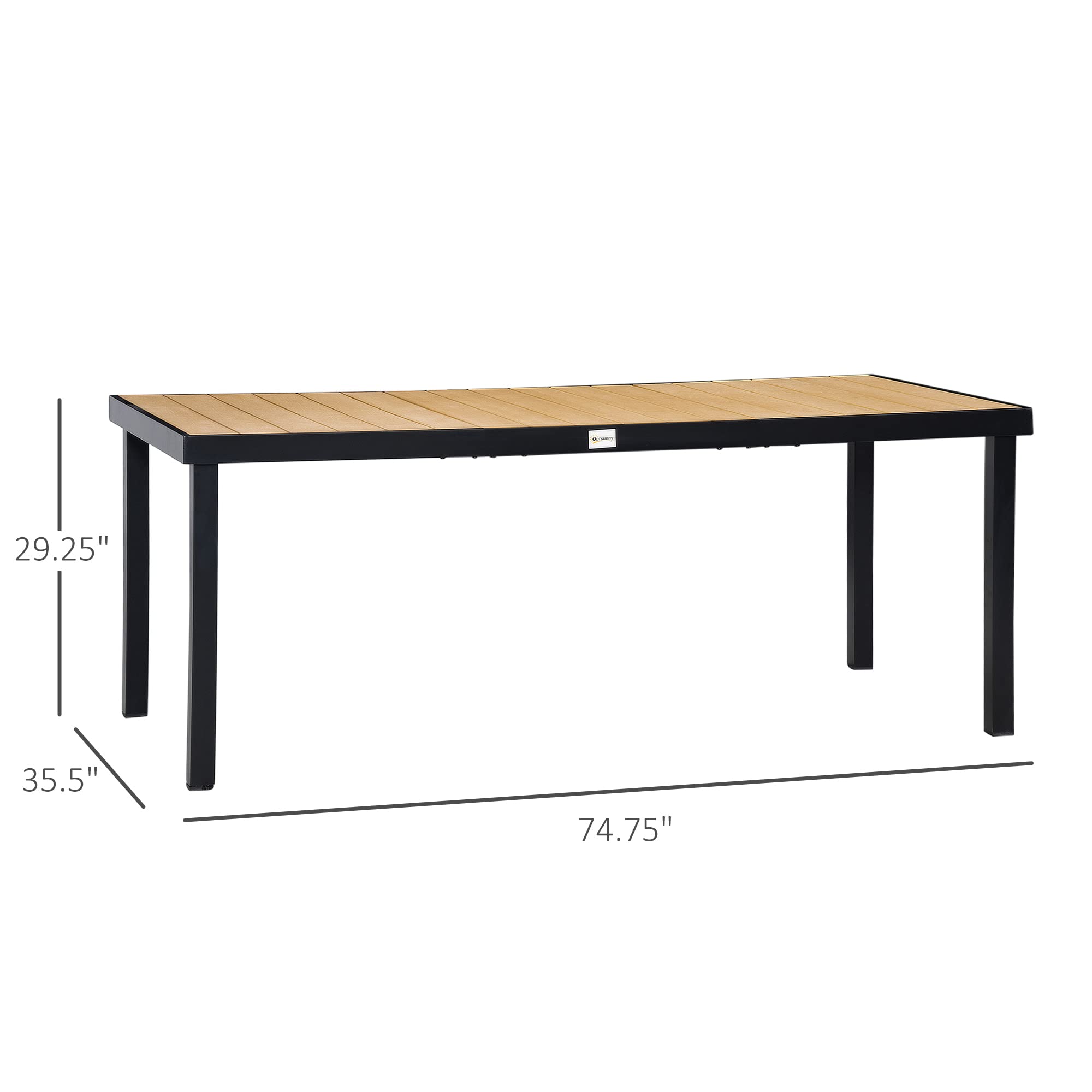 Outdoor Dining Table for 8 People Rectangular Aluminum Frame