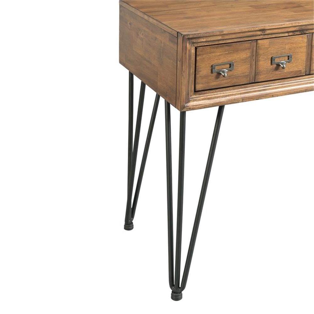 Modern 2-Drawer Console Table Light Walnut Finish