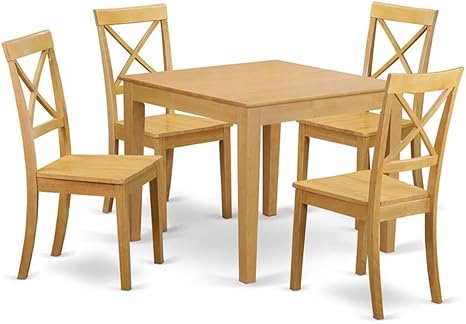 5-Piece Square Dining Set with Faux Leather Chairs