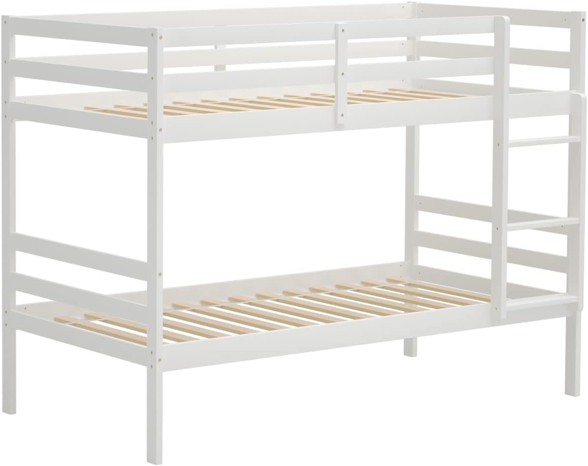 Twin Over Twin Bunk Bed with Storage and Ladder