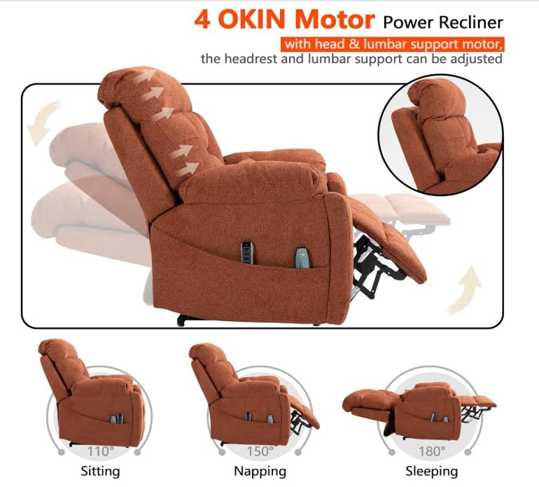 Extra Large Lay Flat Lift Recliner with Massage