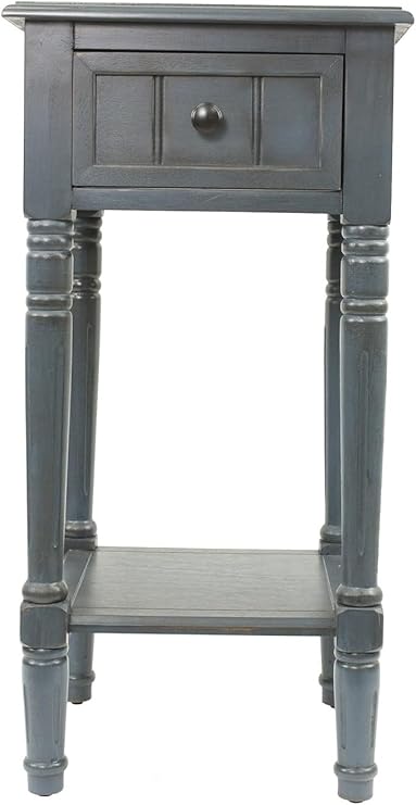 White Traditional Accent Table with Drawer