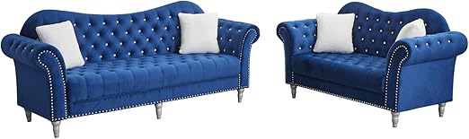 Modern 2-Piece Tufted Sofa Set with Loveseat