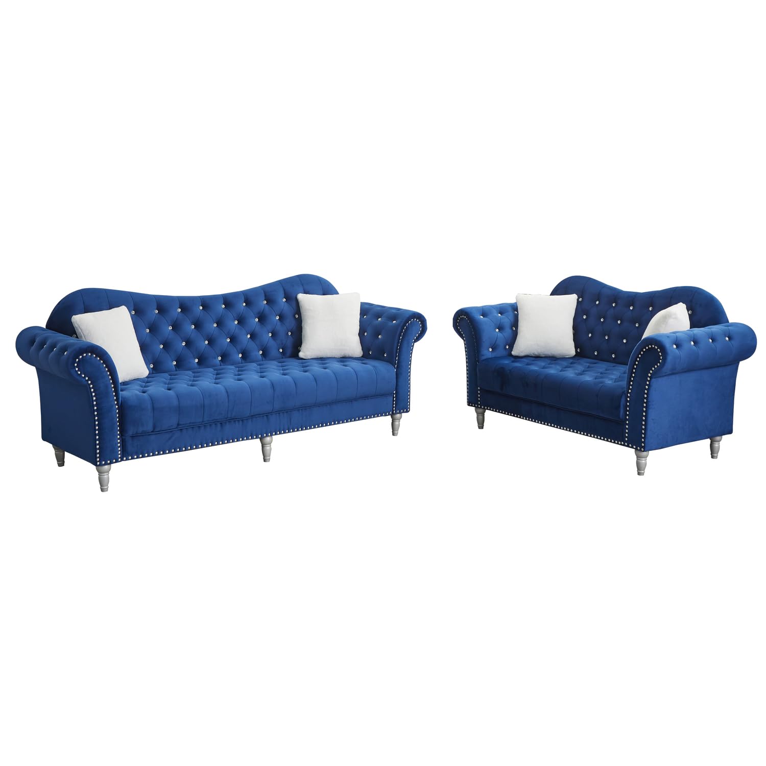 Modern 2-Piece Tufted Sofa Set with Loveseat
