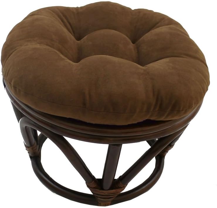 Rattan Ottoman with Micro Suede Cushion