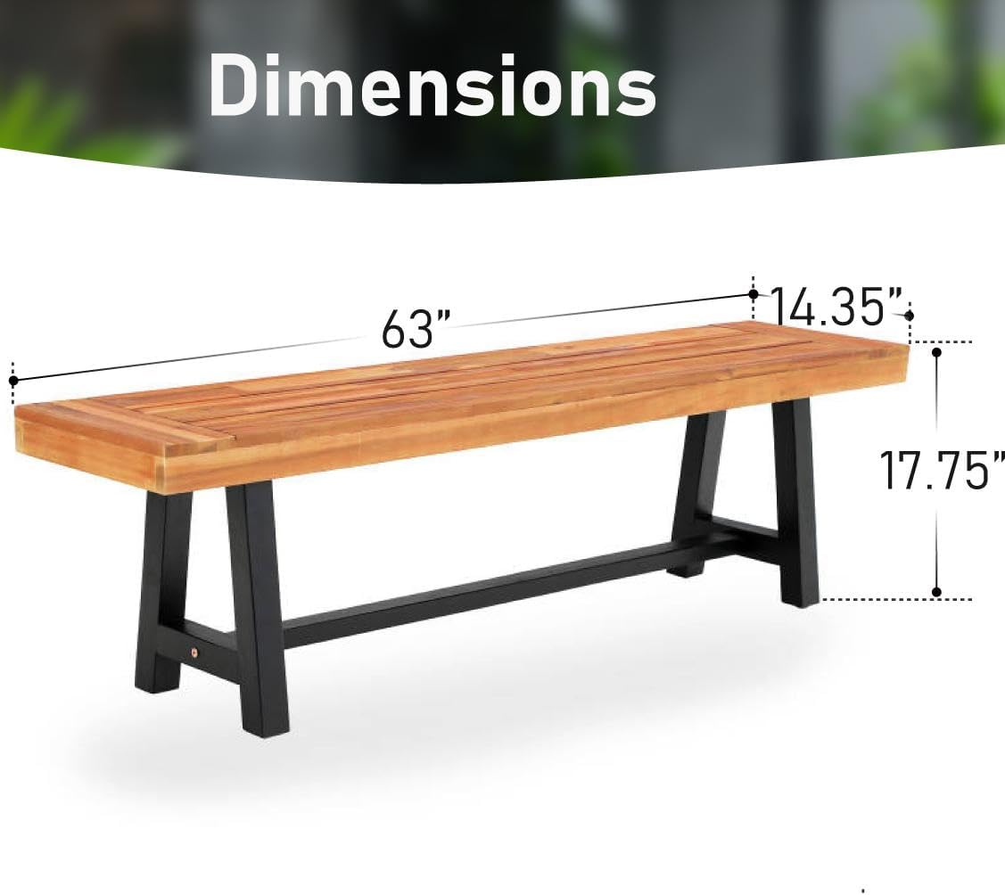 63" Acacia Wood Outdoor Garden Bench
