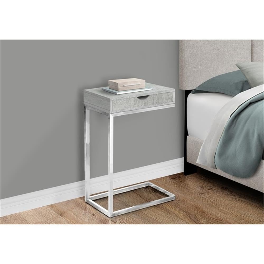Grey Cement C-Table with Drawer