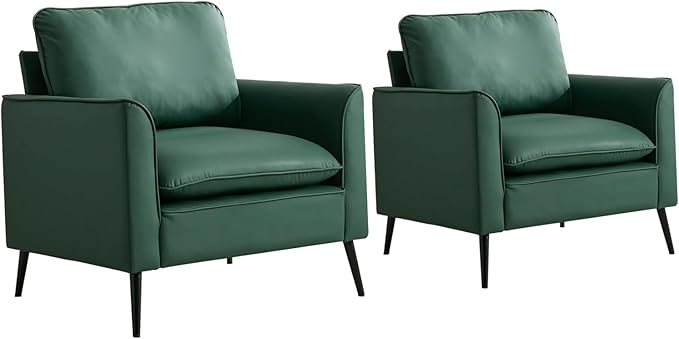 Modern Faux Leather Oversized Accent Chair with Metal Legs