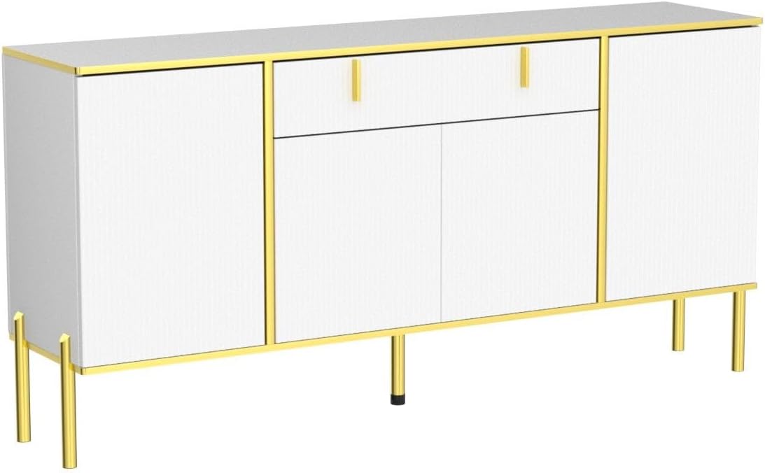 63" Buffet Sideboard Console Table with Drawer and Glass Doors