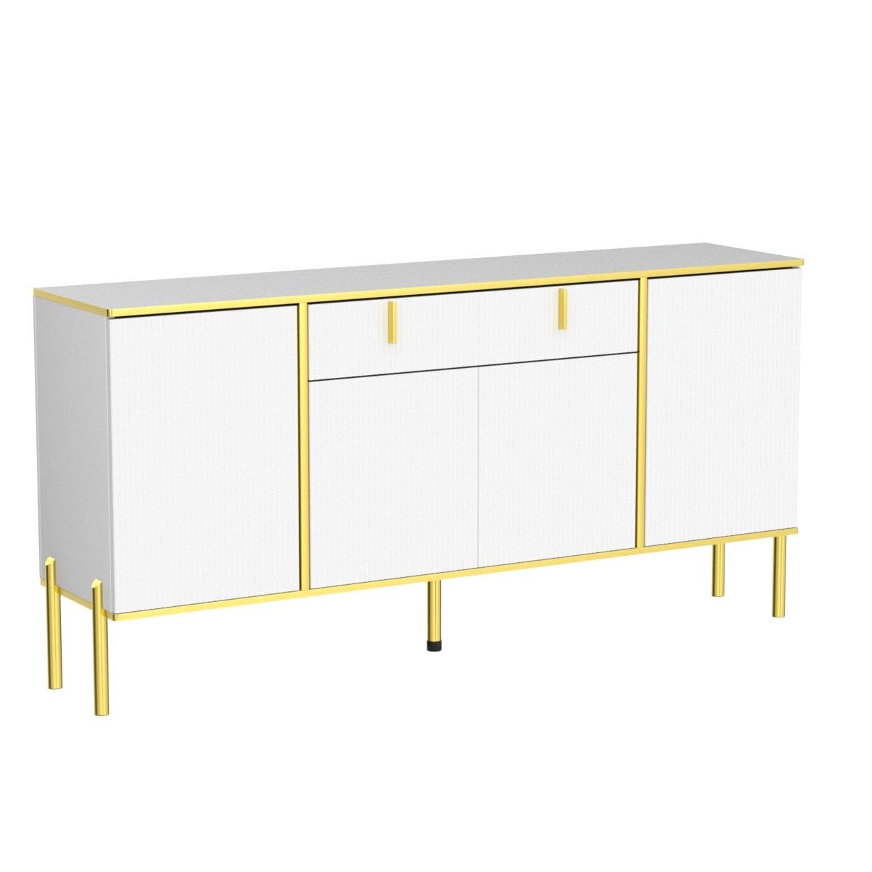 63" Buffet Sideboard Console Table with Drawer and Glass Doors