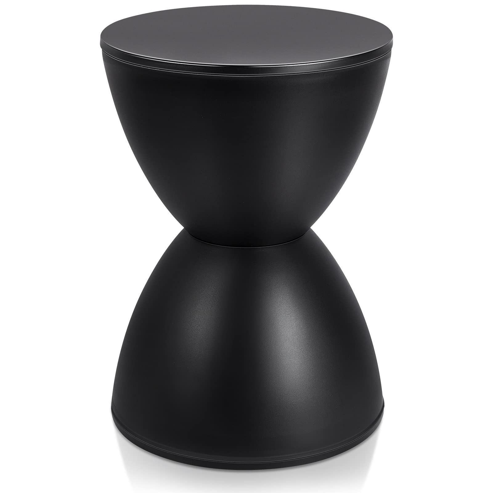 16.73" Small Plastic Drum Side Table - Black Hourglass Modern End Table