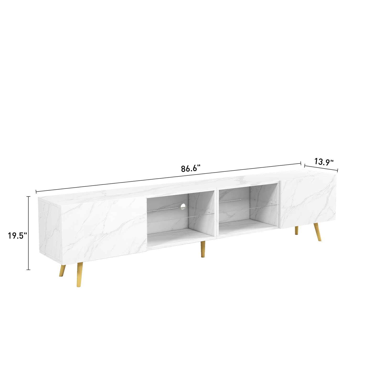 86" LED TV Stand with RGB Lighting and Storage