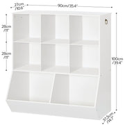 HOOBRO Kids Bookshelf, Toy Storage Organzier with 8 Cubicles, Bookcase Footboard, Bookshelf for Kids, for Playroom, Nursery, Bedroom, and School, White WT35CW01G1
