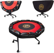 Foldable Poker Table with 8 Chairs and Mat
