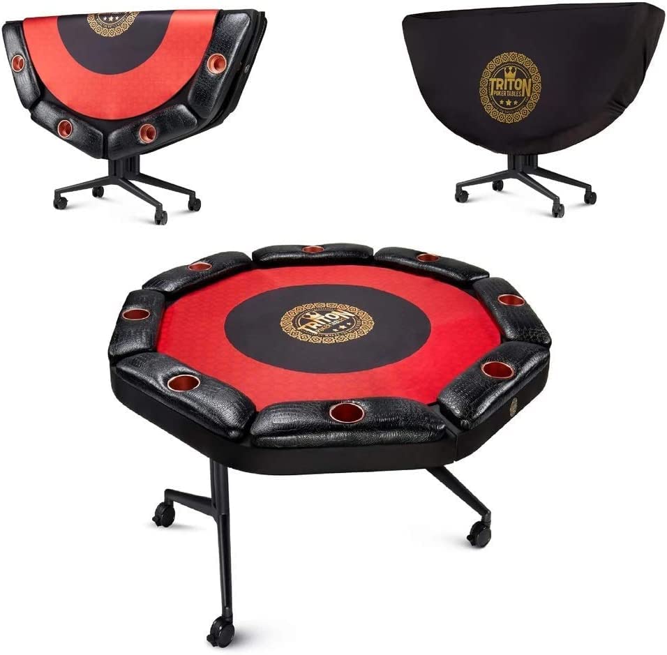 Foldable Poker Table with 8 Chairs and Mat