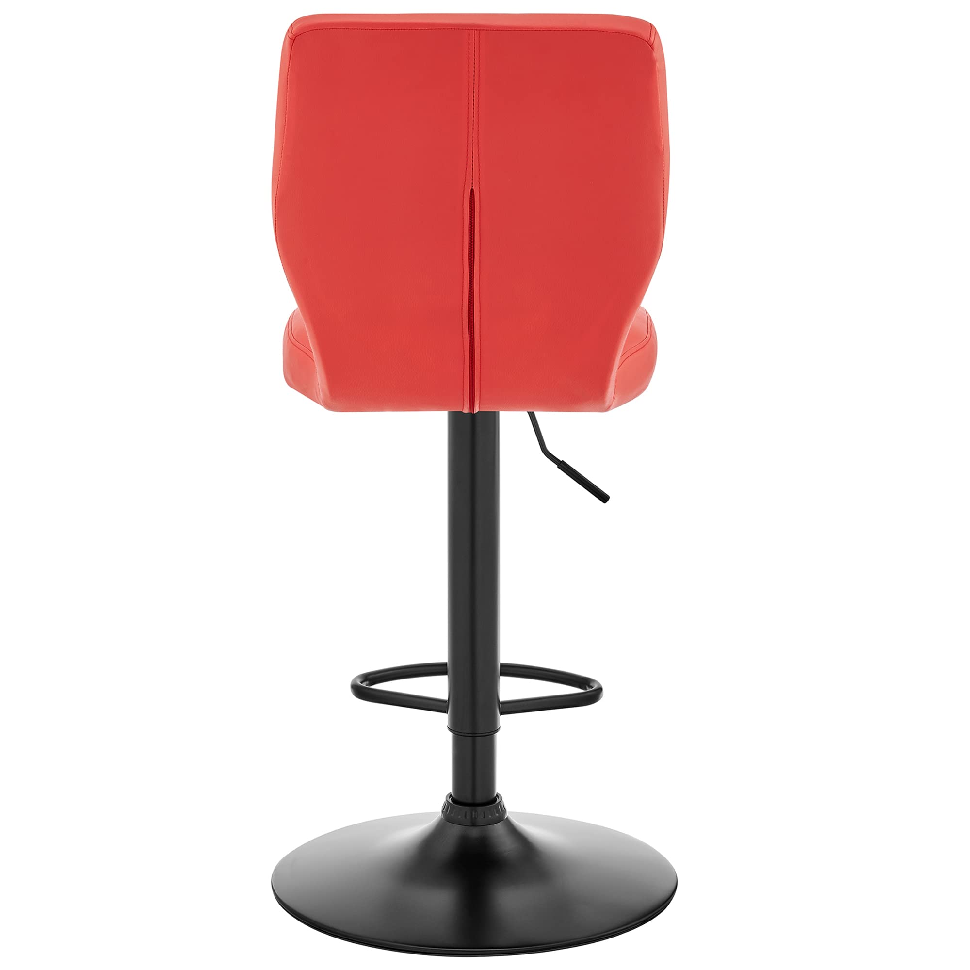 Adjustable Height Red Faux Leather Swivel Bar Stool