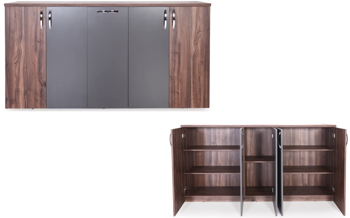 71" Executive L-Shaped Corner Desk Set with File Cabinet and Coffee Table