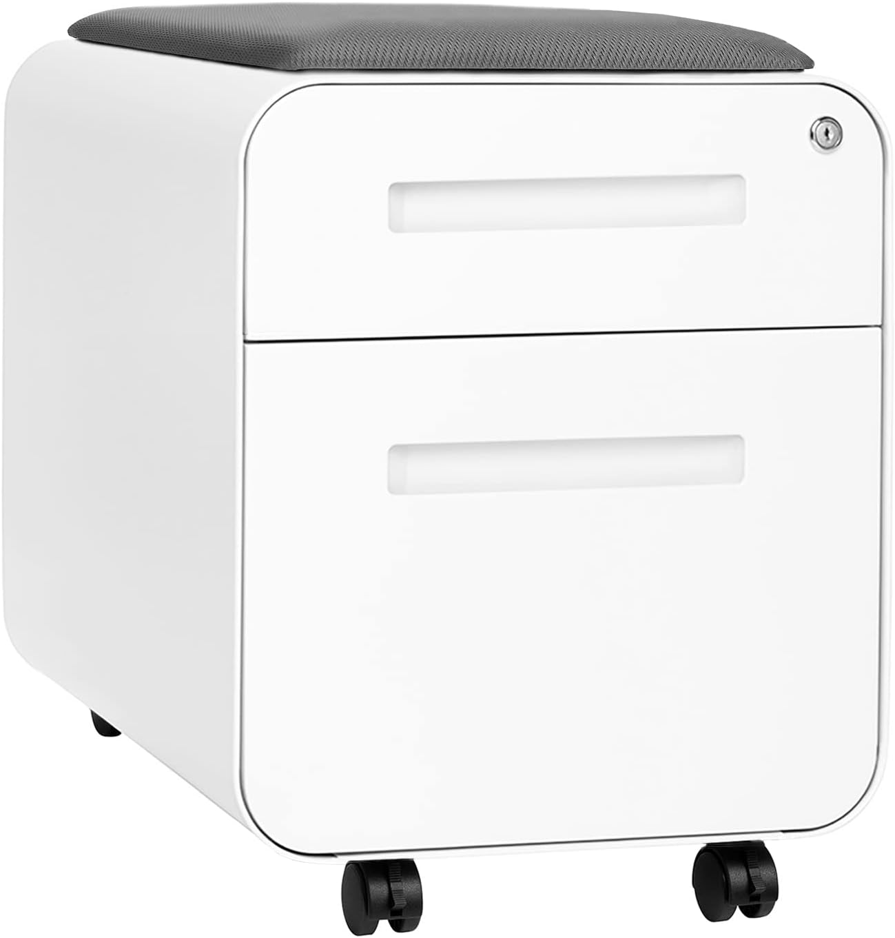 2-Drawer Mobile File Cabinet with Cushioned Seat