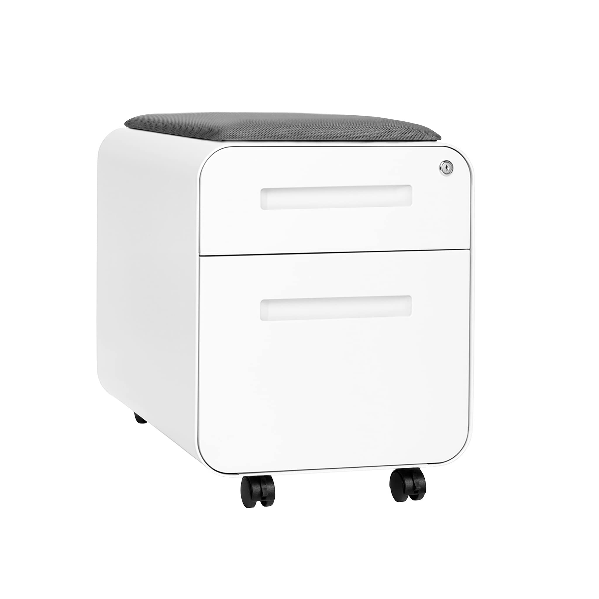 Seated 2-Drawer Mobile File Cabinet with Removable Cushion
