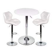 3-Piece Bar Table and Chairs Set - Height Adjustable Round Pub Table with Swivel Barstools