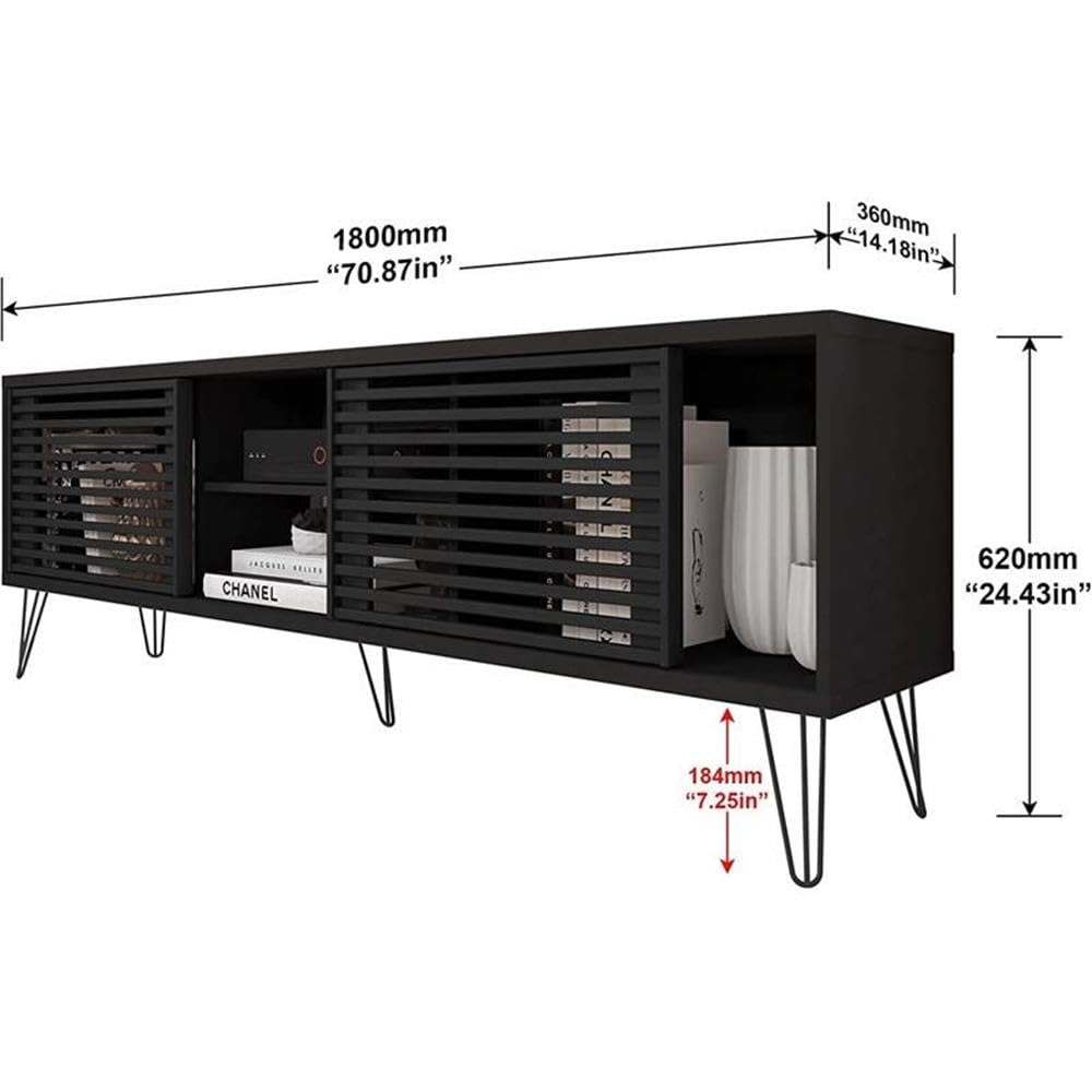 Mid-Century Modern TV Stand 70 Inch Black