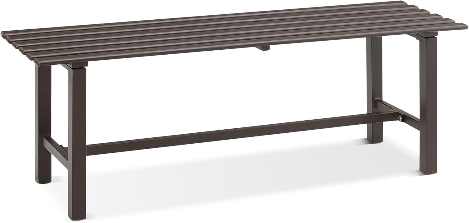 Outdoor Metal Bench Backless 2-Person Seating