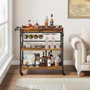 3-Tier Rolling Bar Cart with Wine Rack
