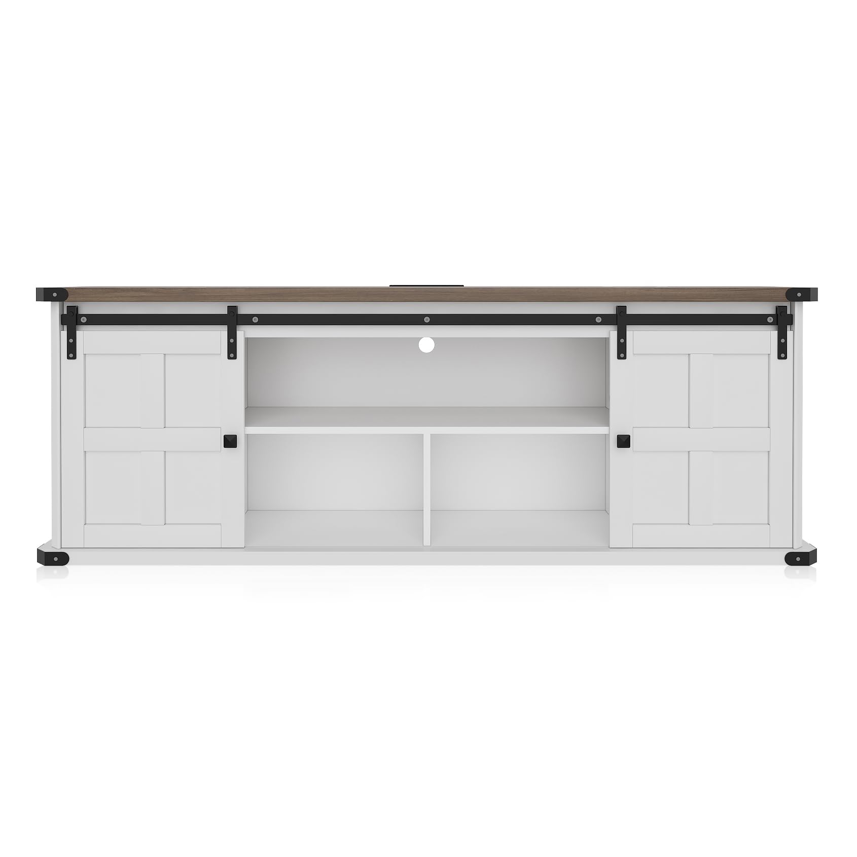 70 in TV Stand with Sliding Barn Doors and Storage Cabinets