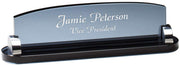 Personalized Smoked Glass Desktop Name Plate with Custom Engraving