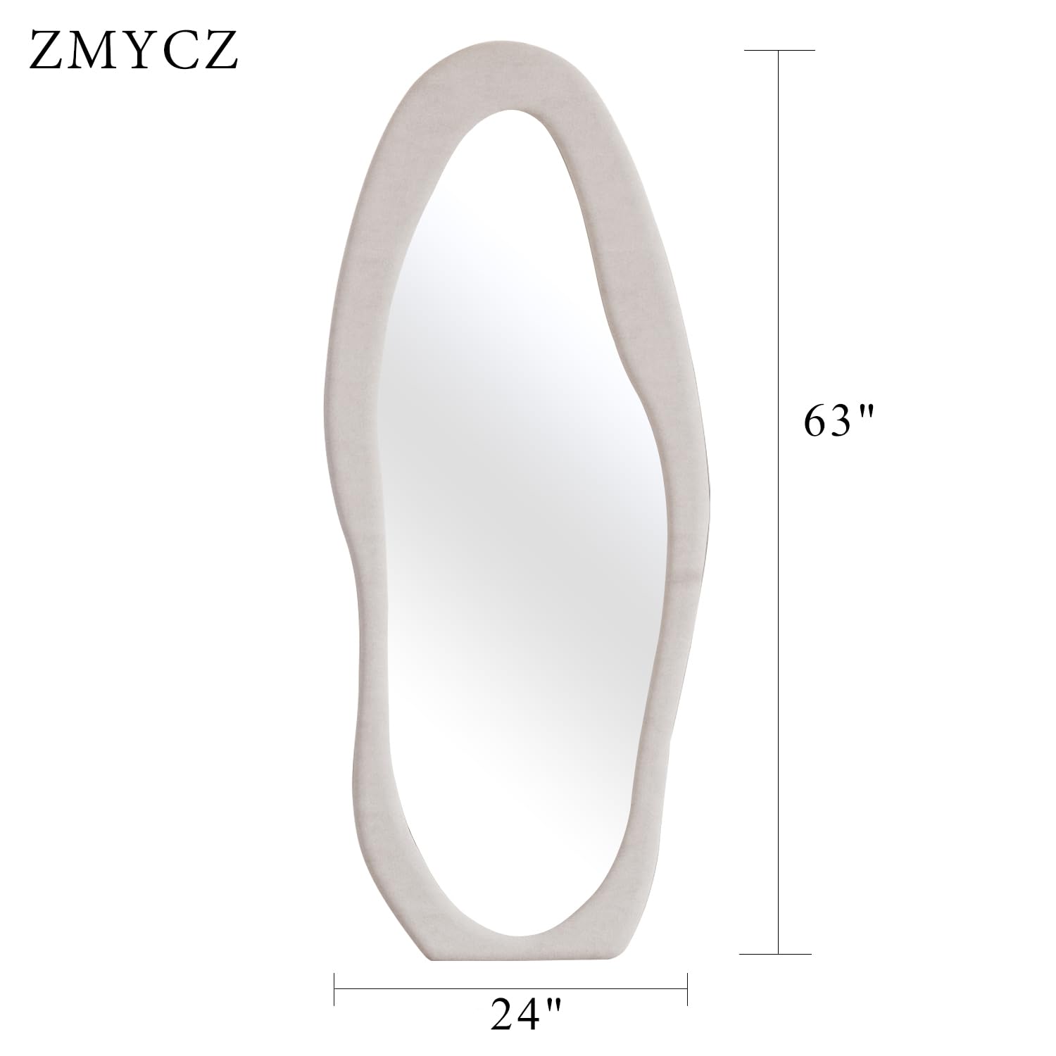 Irregular Wavy Full Length Floor Mirror 63x24