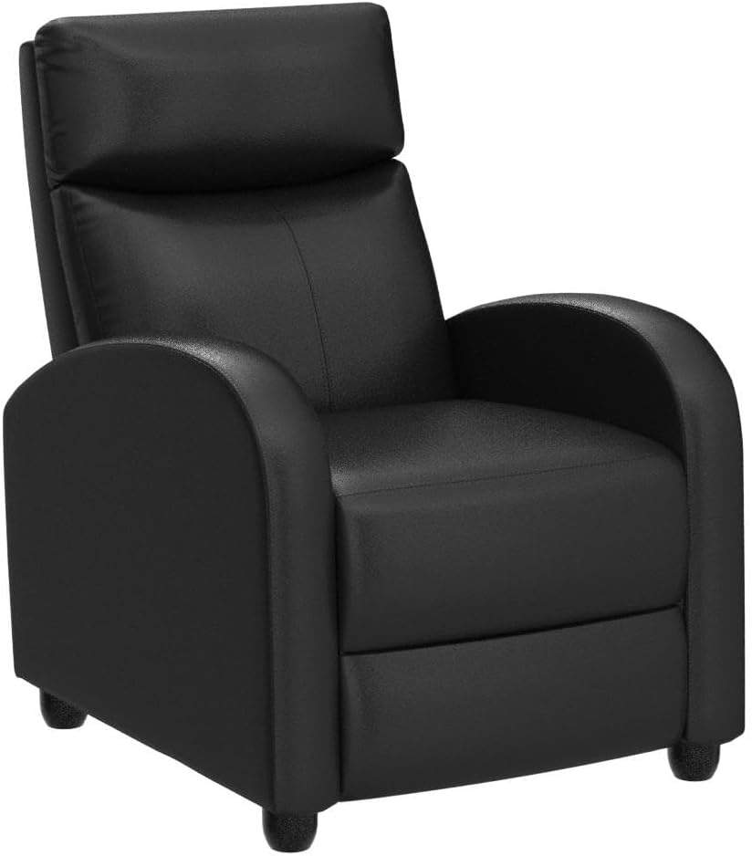 Devoko Massage Recliner Chair Home Theater Seating Pu Leather Modern Living Room Chair Furniture with Padded Cushion Reclining Sofa Chairs (Black)