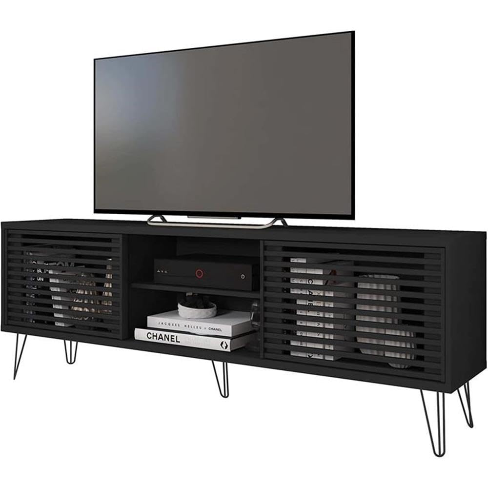 Mid-Century Modern TV Stand 70 Inch Black