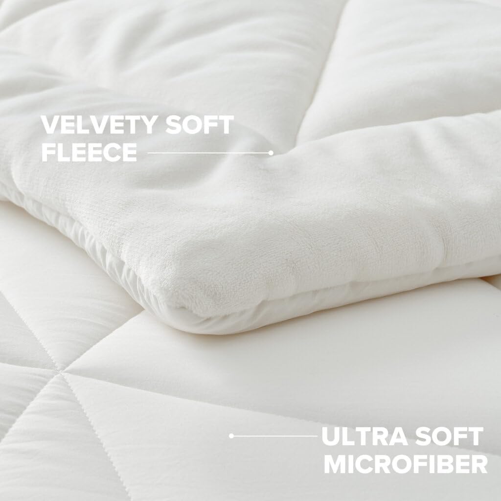 King Comforter Set 3-Piece Reversible Plush Bedding Snow White