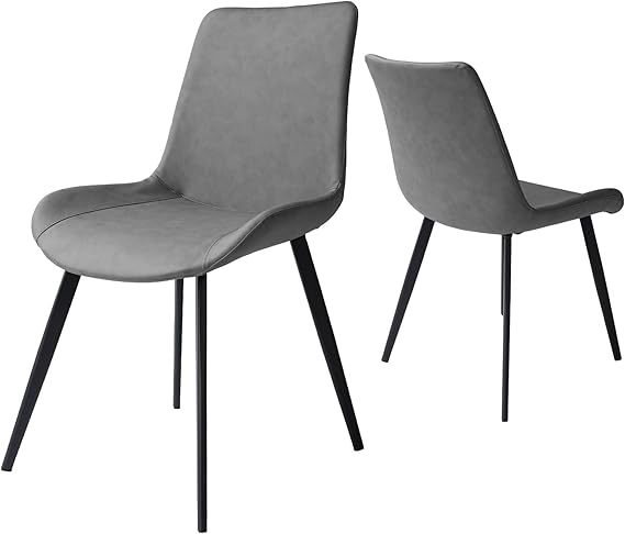 Dining Chairs Set of 2 - Modern Upholstered Faux Leather