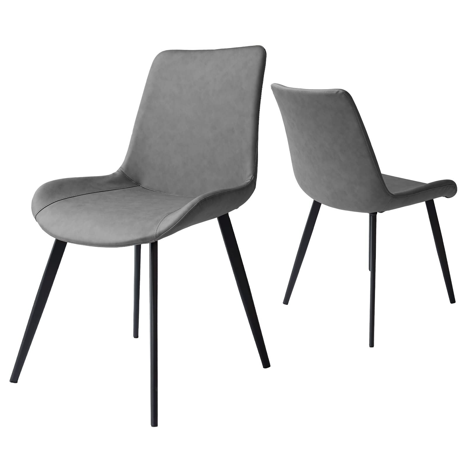 Dining Chairs Set of 2 - Modern Upholstered Faux Leather