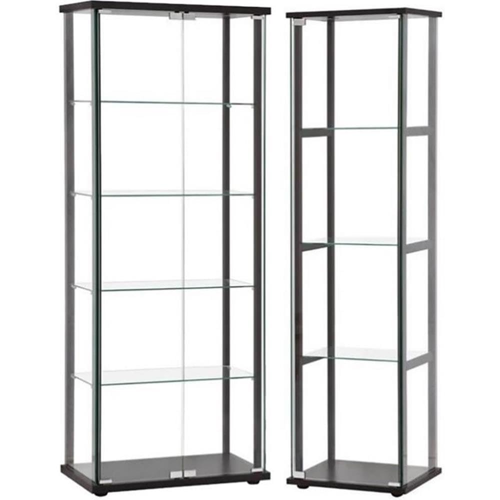 2 Piece Glass Curio Cabinet Set with 4 and 5 Shelves