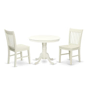 3-Piece Round Dining Set with Pedestal Table and 2 Chairs