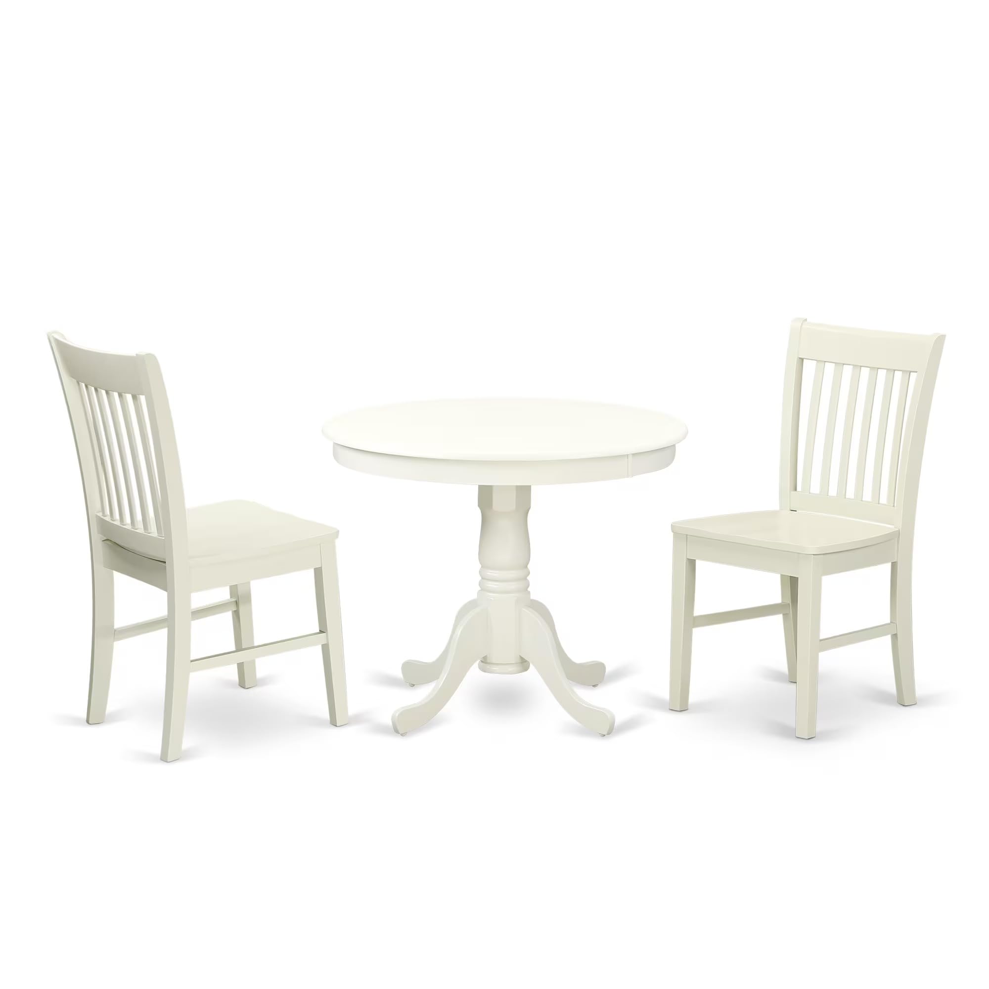 3-Piece Round Dining Set with Pedestal Table and 2 Chairs